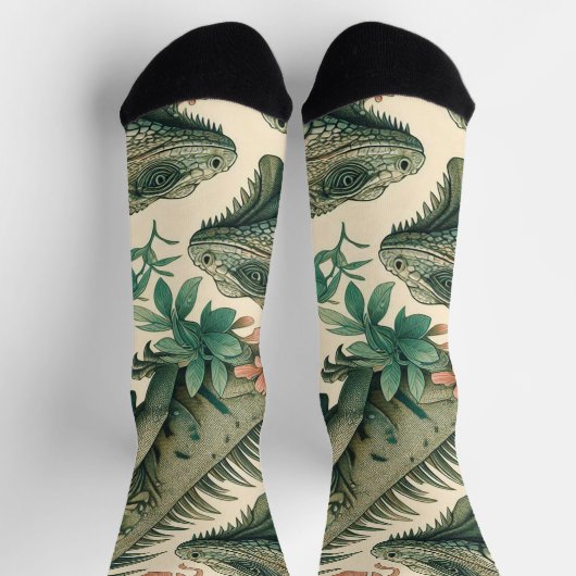 Vintag Iguana Pattern Socken (Oben)