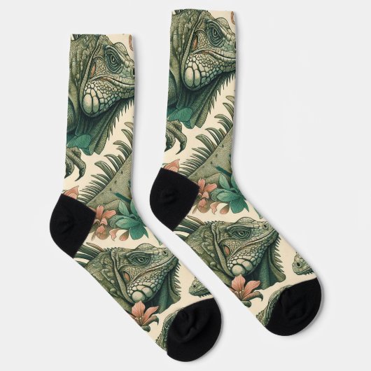 Vintag Iguana Pattern Socken (Rechts)