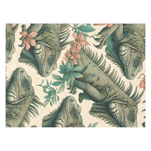 Vintag Iguana Pattern Tischdecke (Vorderseite (Horizontal))