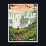 Vintag Iguazu Falls Argentinien Postkarte<br><div class="desc">Der Iguazu Nationalpark, ein UNESCO-Weltkulturerbe an der Grenze zwischen Argentinien und Brasilien, ist ein atemberaubendes Naturwunder, das für seine Wasserfälle, üppigen Regenwälder und vielfältige Tierwelt bekannt ist. Das Herzstück des Parks sind die Iguazu-Wasserfälle, eine Reihe miteinander verbundener Wasserfälle, die sich über fast drei Kilometer entlang des Iguazu-Flusses erstrecken. Die Wasserfälle...</div>