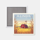 Vintag Illinois Magnet (Vorderseite/Rückseite)