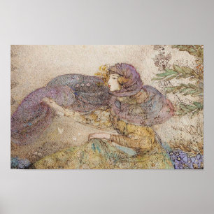 Vintag Illustration Annie French "Lilac Veil" Poster