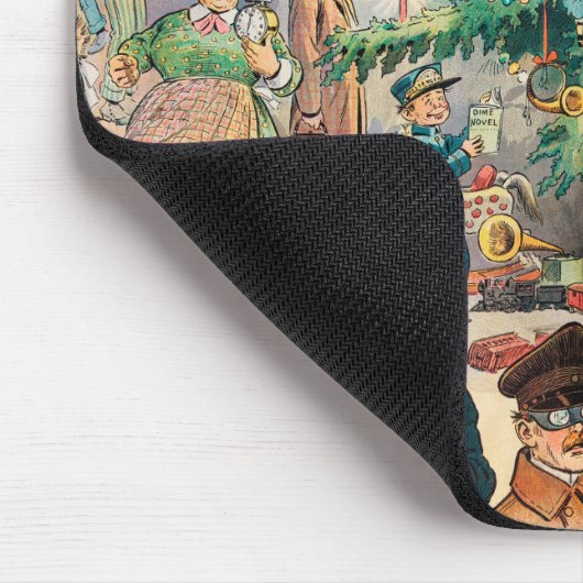 Vintag Illustration Pucks Weihnachtsbaum, 1902 Mousepad (Ecke)