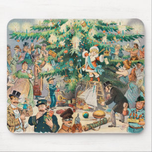 Vintag Illustration Pucks Weihnachtsbaum, 1902 Mousepad