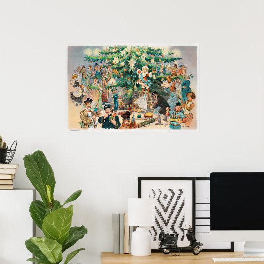 Vintag Illustration Pucks Weihnachtsbaum, 1902 Poster (Heimbüro)