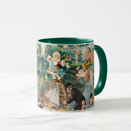 Vintag Illustration Pucks Weihnachtsbaum, 1902 Tasse (VorderseiteRechts)