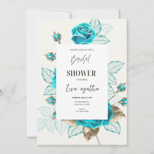 Vintag Illustration Rose Brautparty A4 Einladung (Vorderseite)