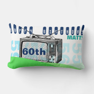 Vintag Illustration TV 60. Geburtstag L Pillow Lendenkissen