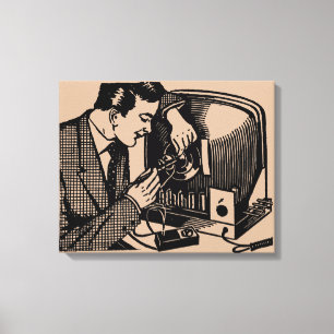 Vintag Illustration TV-Reparaturprogramm Canvas Pr Leinwanddruck