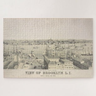 Vintag Illustrative View of Brooklyn NY (1846) Puzzle