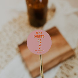 Vintag Illustriert Candy Bar Frohe Weihnachten Runder Aufkleber