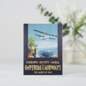 Vintag Imperial Airways Europe Ägypten Indien Reis Postkarte (Stehend Vorderseite)