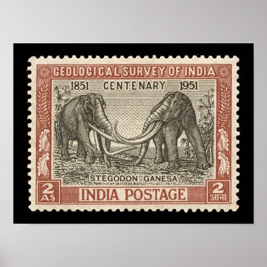 Vintag India Postage Briefmarke Travel Poster (Vorne)