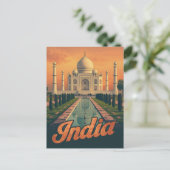 Vintag India Taj Mahal Travel Postkarte (Stehend Vorderseite)