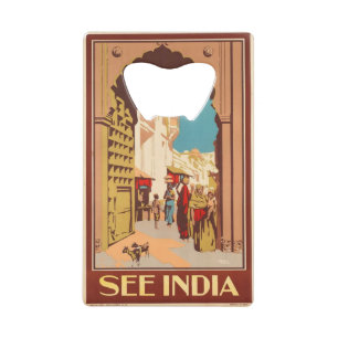 Vintag India Travel Poster benutzerdefinierter Fla Kreditkarten Flaschenöffner