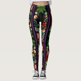 Vintag Indian Boho Floral Black Leggings