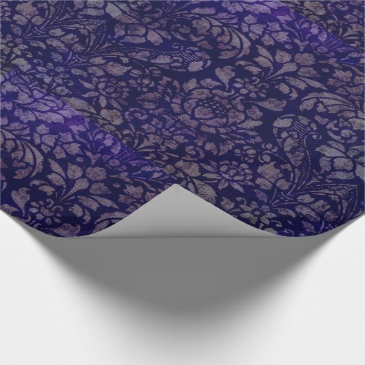 Vintag Indigo Blue Damask Geschenkpapier (Ecke)