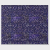 Vintag Indigo Blue Damask Geschenkpapier (Flach)