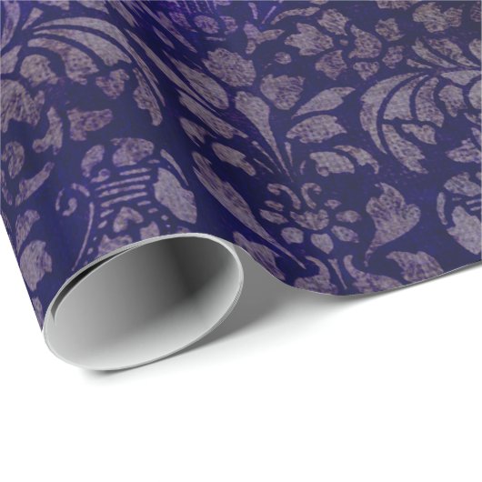 Vintag Indigo Blue Damask Geschenkpapier (Rolleneckpunkt)