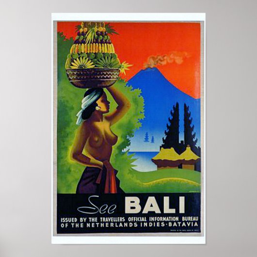 Vintag Indonesia Bali Travel Poster (Vorne)