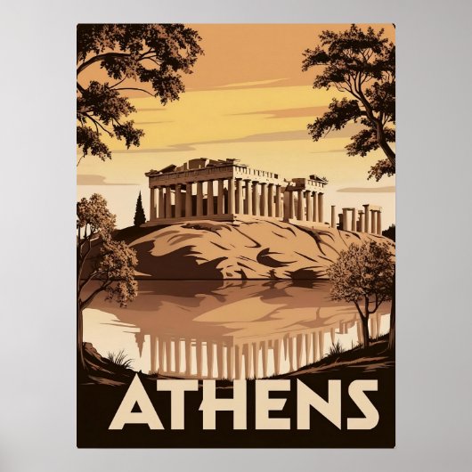 Vintag Inspiriert Athen - Ikonischer Parthenon Poster (Vorne)