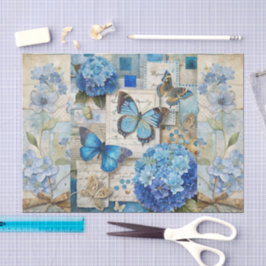 Vintag Inspiriert Blue Floral Butterfly Scrapbook Seidenpapier