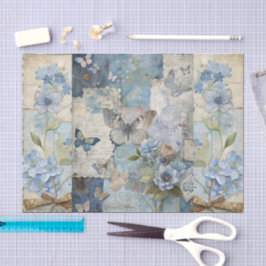 Vintag Inspiriert Blue Floral Butterfly Scrapbook Seidenpapier