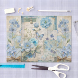 Vintag Inspiriert Blue Floral Butterfly Scrapbook Seidenpapier