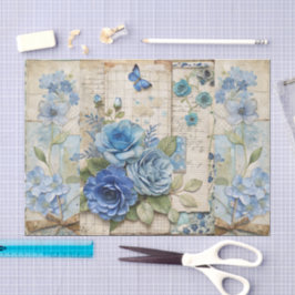Vintag Inspiriert Blue Floral Butterfly Scrapbook Seidenpapier