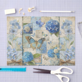 Vintag Inspiriert Blue Floral Butterfly Scrapbook Seidenpapier