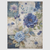 Vintag Inspiriert Blue Floral Collage Decoupage Seidenpapier (Vorderseite)