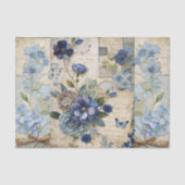 Vintag Inspiriert Blue Floral Collage Scrapbook Seidenpapier (Vorderseite)