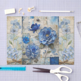 Vintag Inspiriert Blue Floral Collage Scrapbook Seidenpapier