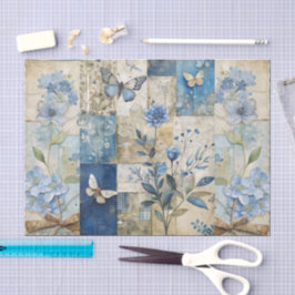 Vintag Inspiriert Blue Floral Collage Scrapbook Seidenpapier