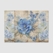 Vintag Inspiriert Blue Floral Collage Scrapbook Seidenpapier (Vorderseite)