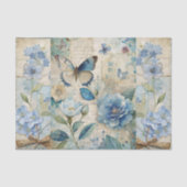 Vintag Inspiriert Blue Floral Collage Scrapbook Seidenpapier (Vorderseite)