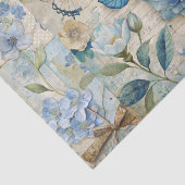 Vintag Inspiriert Blue Floral Collage Scrapbook Seidenpapier (Ausschnitt)