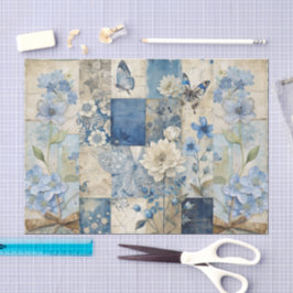 Vintag Inspiriert Blue Floral Collage Scrapbook Seidenpapier