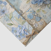 Vintag Inspiriert Blue Floral Collage Scrapbook Seidenpapier (Ausschnitt)