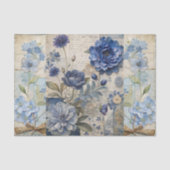 Vintag Inspiriert Blue Floral Collage Scrapbook Seidenpapier (Vorderseite)