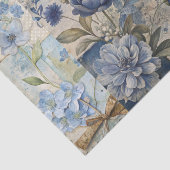 Vintag Inspiriert Blue Floral Collage Scrapbook Seidenpapier (Ausschnitt)