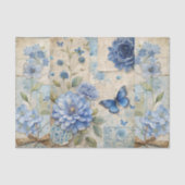 Vintag Inspiriert Blue Floral Collage Scrapbook Seidenpapier (Vorderseite)