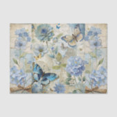 Vintag Inspiriert Blue Floral Collage Scrapbook Seidenpapier (Vorderseite)