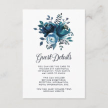 Vintag Inspiriert Blue Floral Wedginggästen Detail