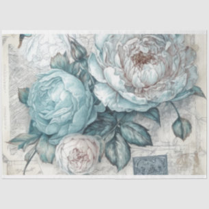 Vintag Inspiriert Blue Shabby Chic Floral Decoupag Seidenpapier