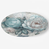 Vintag Inspiriert Blue Shabby Chic Florals Pappteller (Schrägansicht)