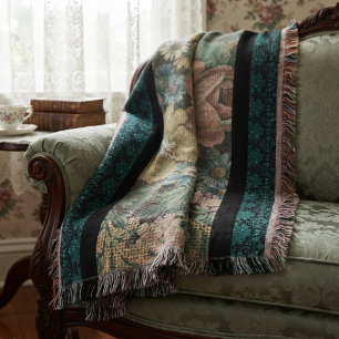 Vintag Inspiriert Blumenbüschel und Dunkel Aquamar Decke