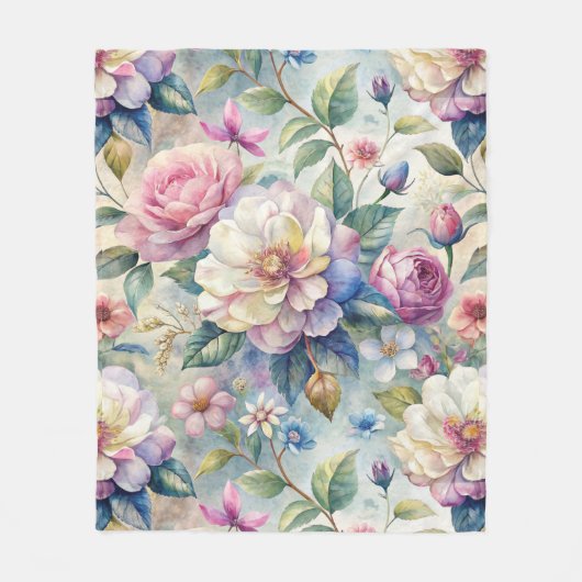Vintag Inspiriert Blumenmuster Fleecedecke (Vorderseite)