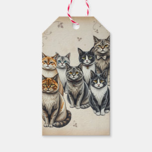 Vintag Inspiriert Cat Family Portrait Geschenkanhänger