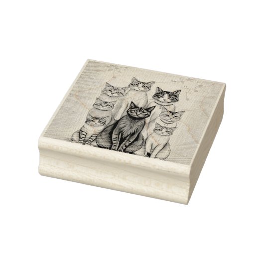 Vintag Inspiriert Cat Family Portrait Gummistempel (Stempel)